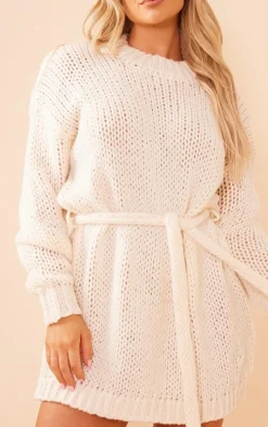 Cream Extreme Chunky Knitted Sweater Dress