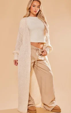 Cream Extreme Chunky Knitted Slouchy Maxi Cardigan