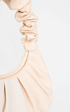 Cream Extreme Ruched Handle Shoulder Bag