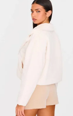 Cream Faux Fur Cropped Blazer
