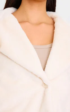 Cream Faux Fur Cropped Blazer