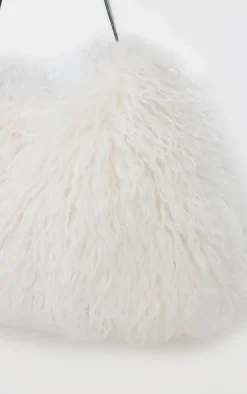 Cream Faux Fur Fluffy Shoulder Bag