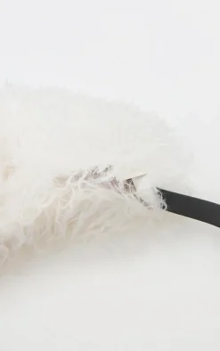 Cream Faux Fur Fluffy Shoulder Bag