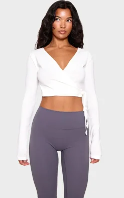 Cream Fine Knit Wrap Waist Cardigan