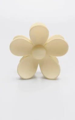 Cream Flower Claw Clip