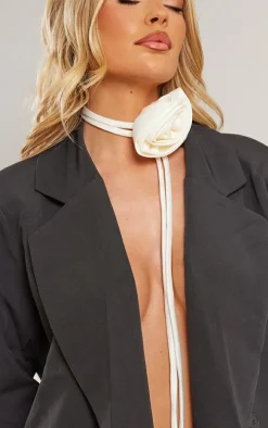 Cream Flower Tie Neck Corsage