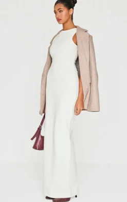 Cream Heavy Rib Racer Sleeveless Maxi Dress