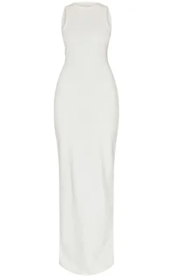 Cream Heavy Rib Racer Sleeveless Maxi Dress