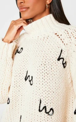 Cream Hohoho Oversized Knitted Christmas Sweater