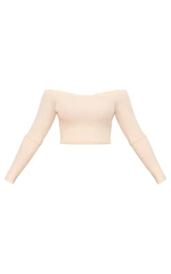 Cream Knitted Bow Back Bardot Top