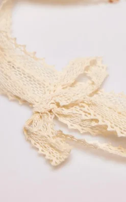 Cream Linen Layer Bow Choker