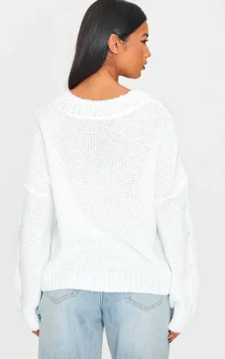Cream Marl Knit Chunky Cable Sweater