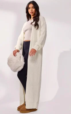 Cream Maxi Knitted Cardigan