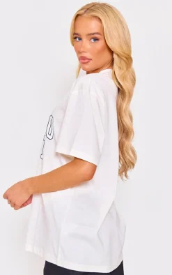 Cream Monaco Sport Printed Oversized T Shirt