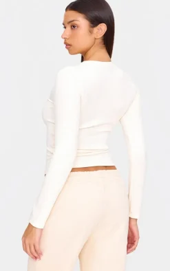 Cream Premium Soft Touch Long Sleeve Crew Neck Top