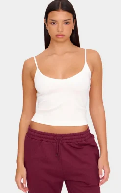 Cream Premium Soft Touch V Neck Strappy Cami