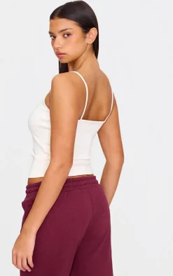 Cream Premium Soft Touch V Neck Strappy Cami