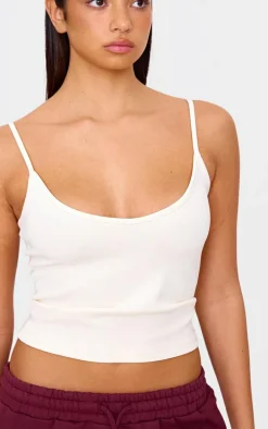 Cream Premium Soft Touch V Neck Strappy Cami