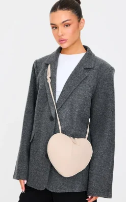 Cream Pu Heart Crossbody Bag