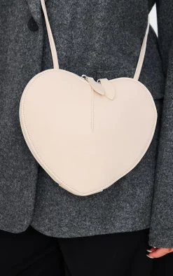 Cream Pu Heart Crossbody Bag