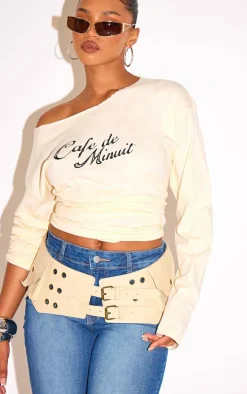 Cream PU Utility Western Buckle Waist Belt