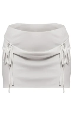 Cream Satin Bow Front Flippy Mini Skirt