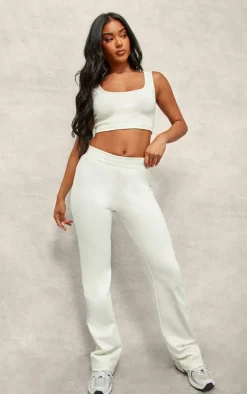 Cream Scooped Neck Crop Top