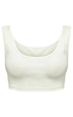 Cream Scooped Neck Crop Top