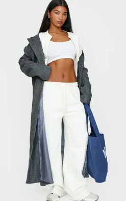Cream Seam Detail Wide Leg Sweatpants