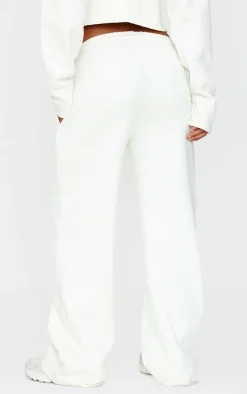 Cream Seam Detail Wide Leg Sweatpants