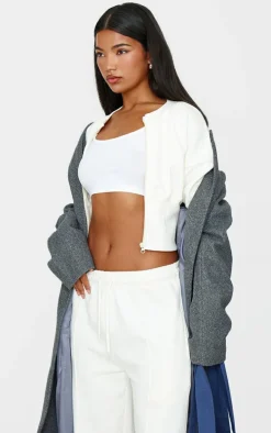 Cream Seam Detail Wide Leg Sweatpants