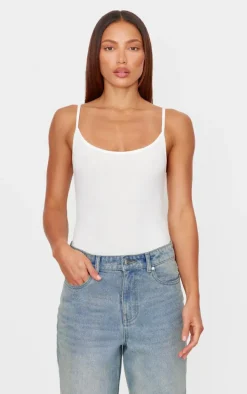 Cream Slinky Strappy Bodysuit