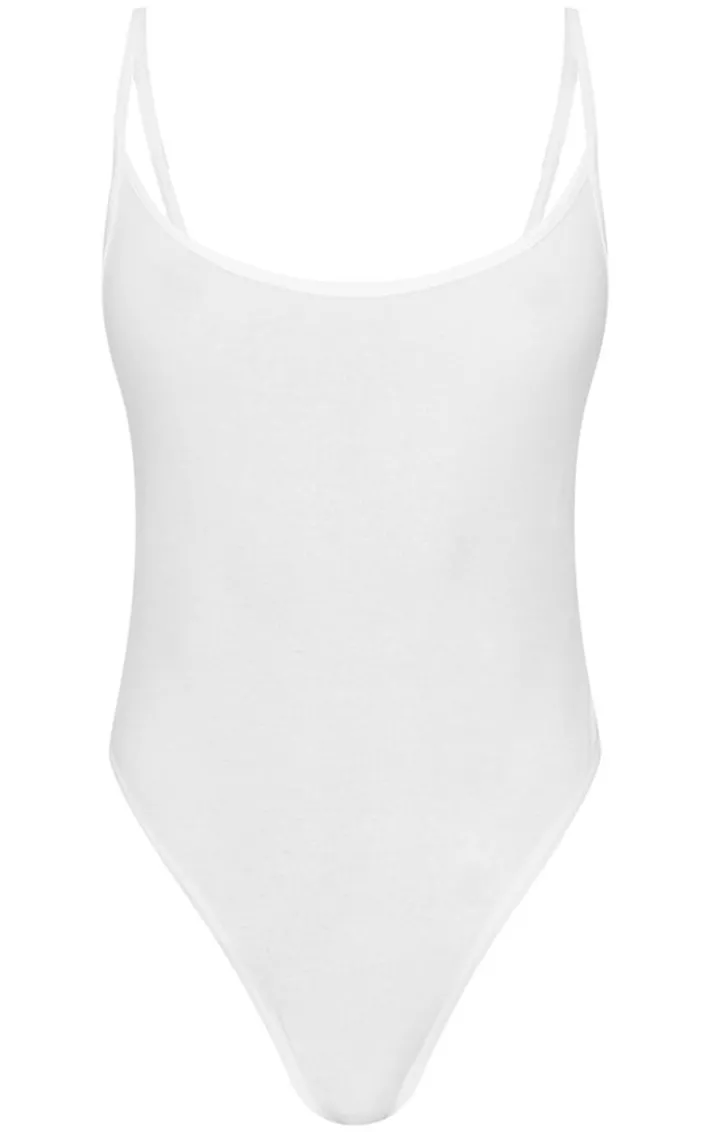 Cream Slinky Strappy Bodysuit