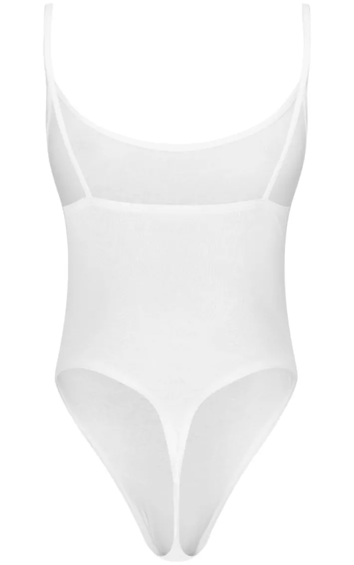 Cream Slinky Strappy Bodysuit