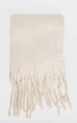 Cream Soft Blanket Tassel Scarf