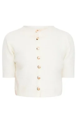 Cream Soft Knit Button Up Cardigan