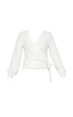 Cream Soft Knit Wrap Cardigan