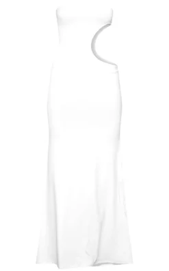 Cream Soft Touch Bandeau Extreme Cut Out Maxi Dress