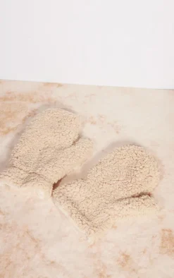 Cream Teddy Fleece Gloves