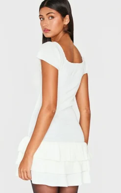 Cream Textured Knit Rara Mini Dress