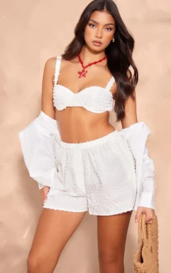 Cream Textured Linen Look Floaty Shorts