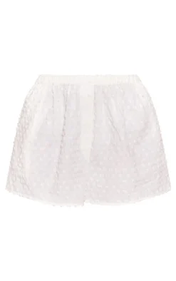 Cream Textured Linen Look Floaty Shorts