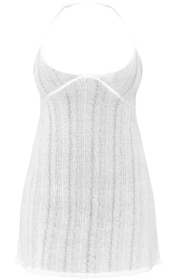 Cream Textured Tie Back Halterneck Shift Dress