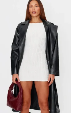 Cream Towel Boat Neck Bodycon Dress