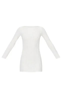 Cream Towel Boat Neck Bodycon Dress