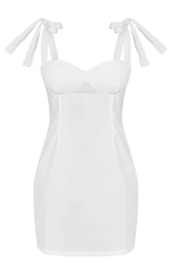 Cream Underwire Detail Tie Strap Shift Dress