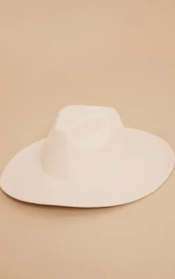 Cream Wide Brim Fedora Hat