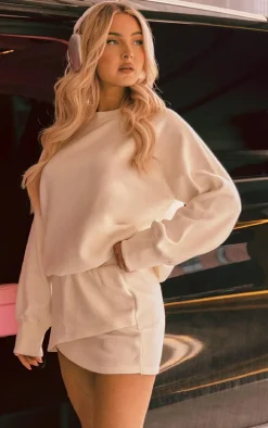 Cream Wrap Over Sweat Mini Skirt