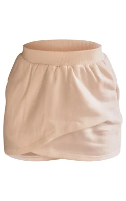 Cream Wrap Over Sweat Mini Skirt