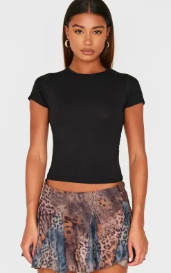 Dark Blue Mixed Leopard Printed Floaty Chiffon Mini Skirt